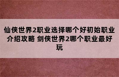 仙侠世界2职业选择哪个好初始职业介绍攻略 剑侠世界2哪个职业最好玩